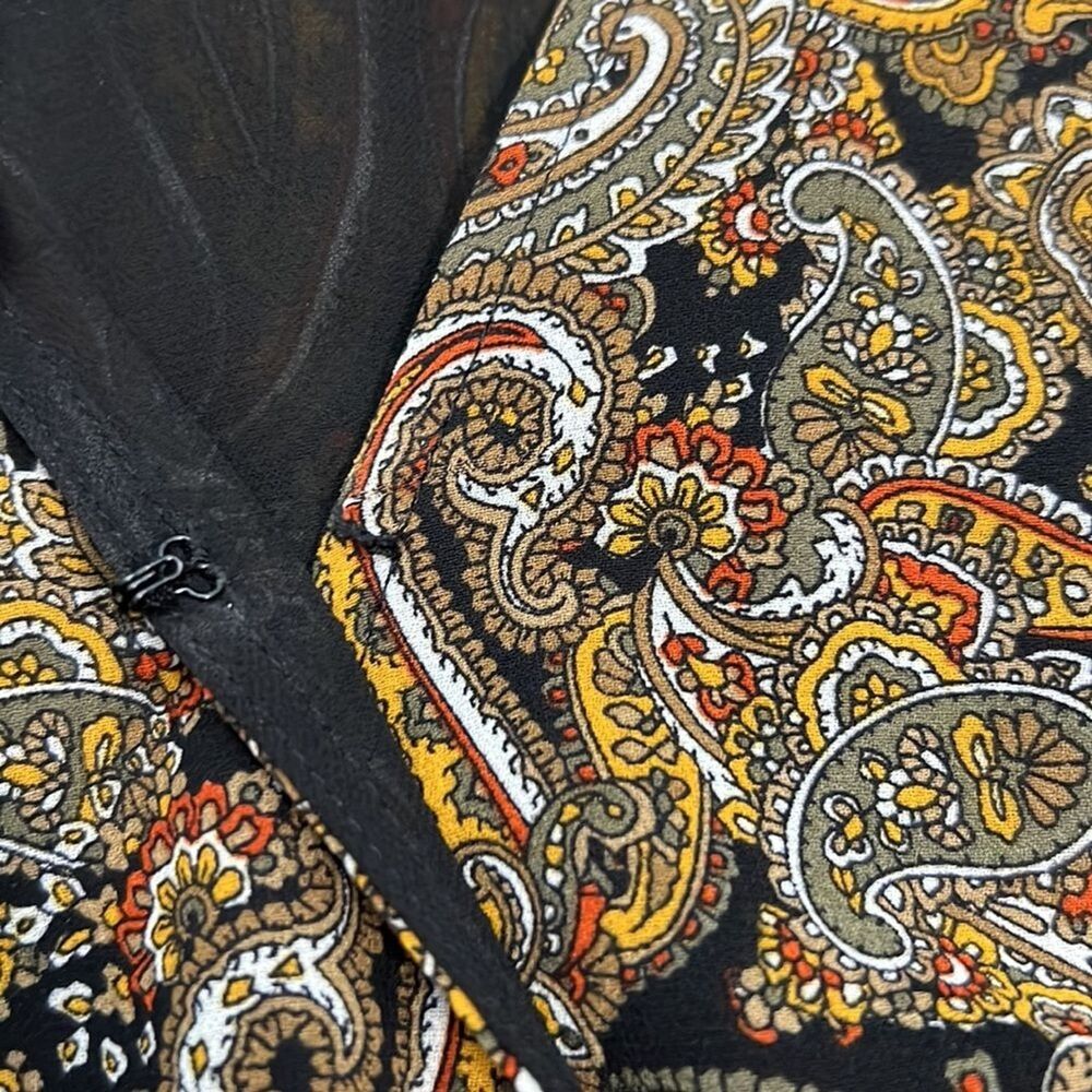 Michael Kors Paisley Boho Dress Smocked Waist Ruffle Hem Rustic Romance Size S - Picture 15 of 15
